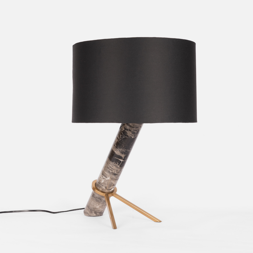 Slant Marble Table Lamp - Black