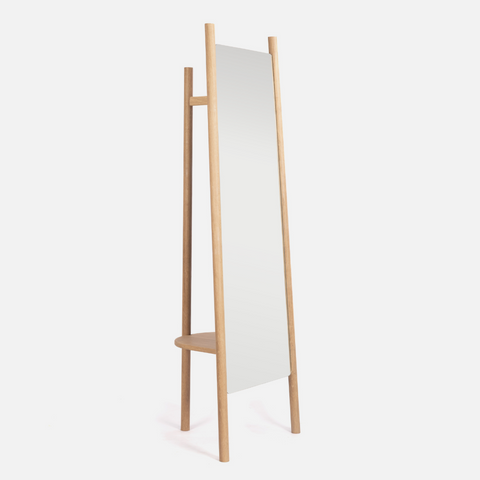 Scalla Freestanding Mirror - Solid Oak