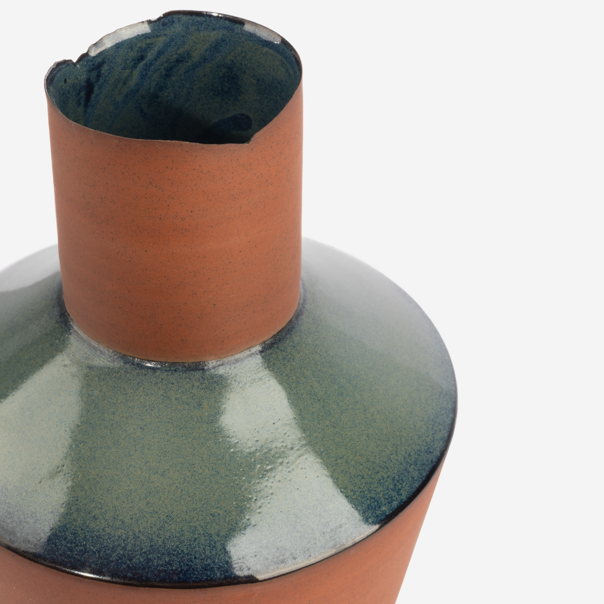 Flake-Rim Vase Z3 - Sea Green