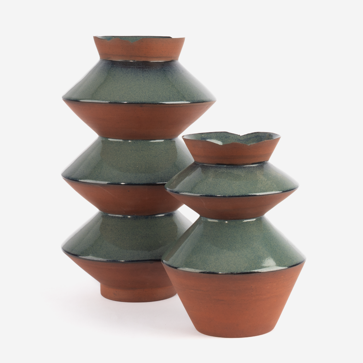 Flake-Rim Vase Z6 - Sea Green