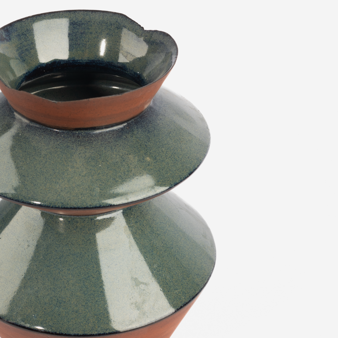 Flake-Rim Vase Z6 - Sea Green