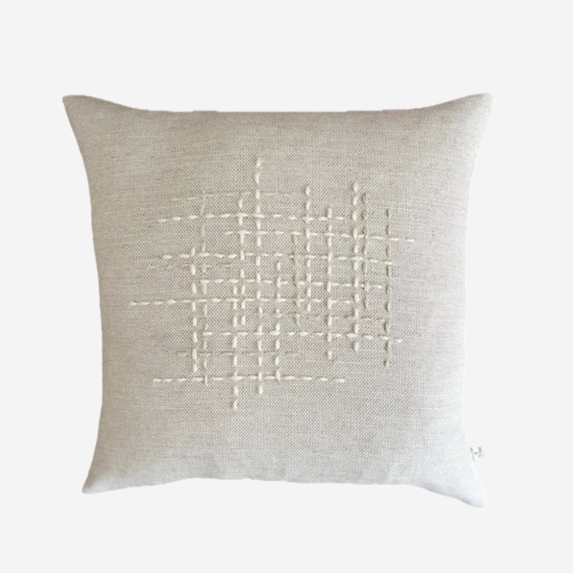 Hand Embroidered Cushion Cover - Crossroads Natural