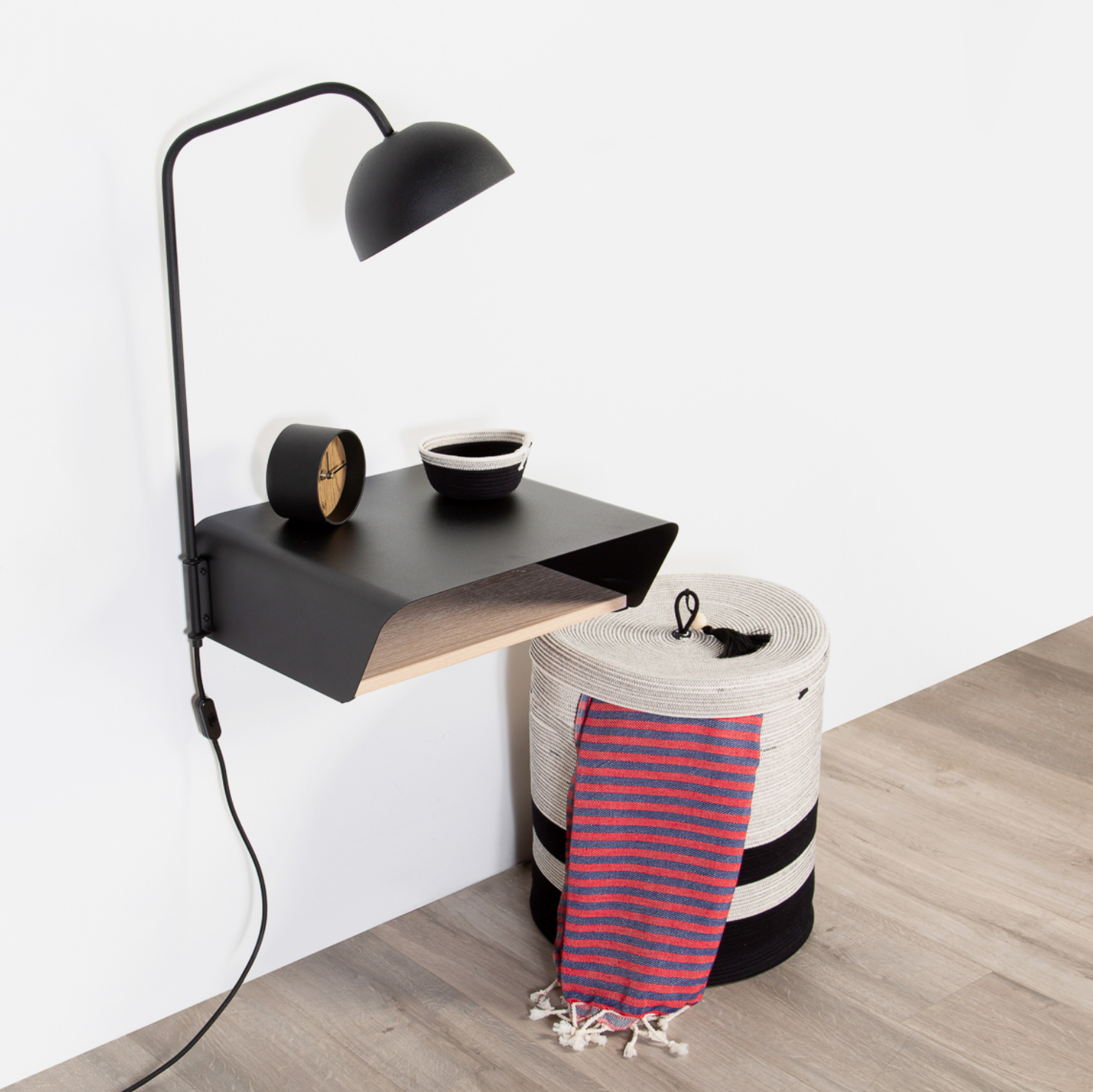 Stockholm Wall Mounted Bedside Table & Lamp