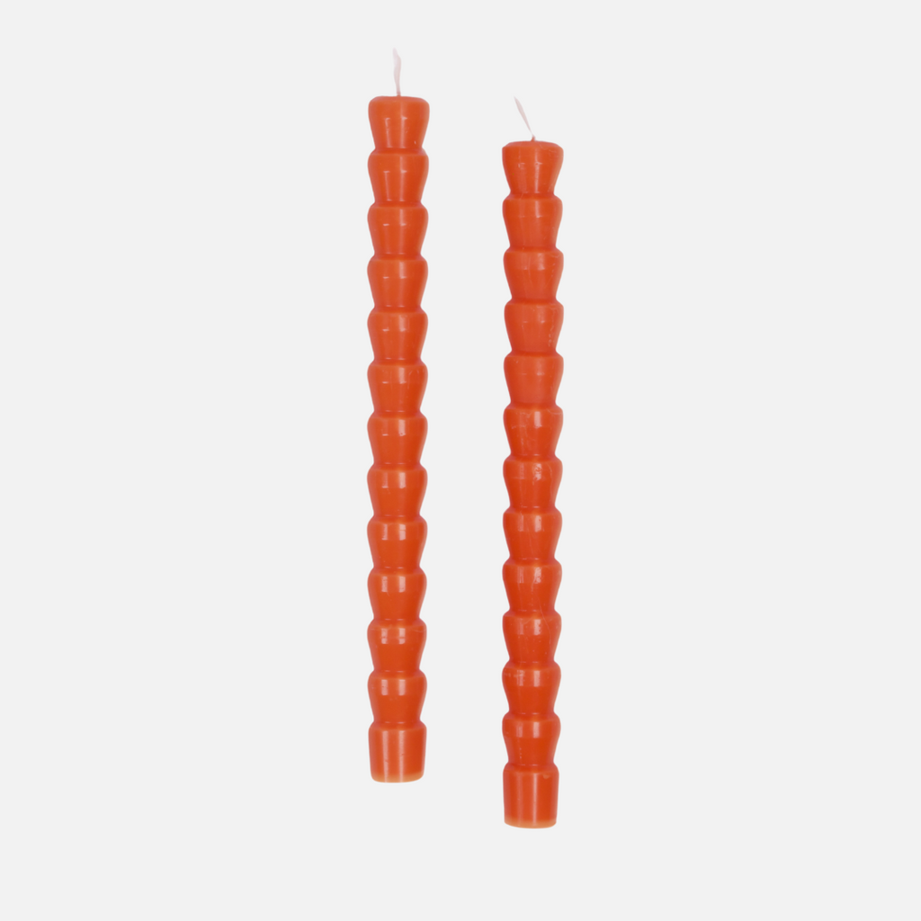 Stepped Dinner Candles - Pair of 2 - Summer Orange