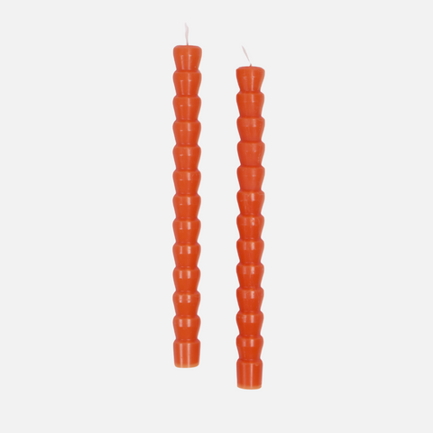 Stepped Dinner Candles - Pair of 2 - Summer Orange