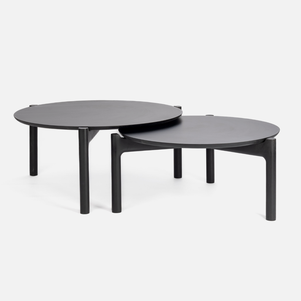 Akari Round Nesting Tables - Ebony Oak