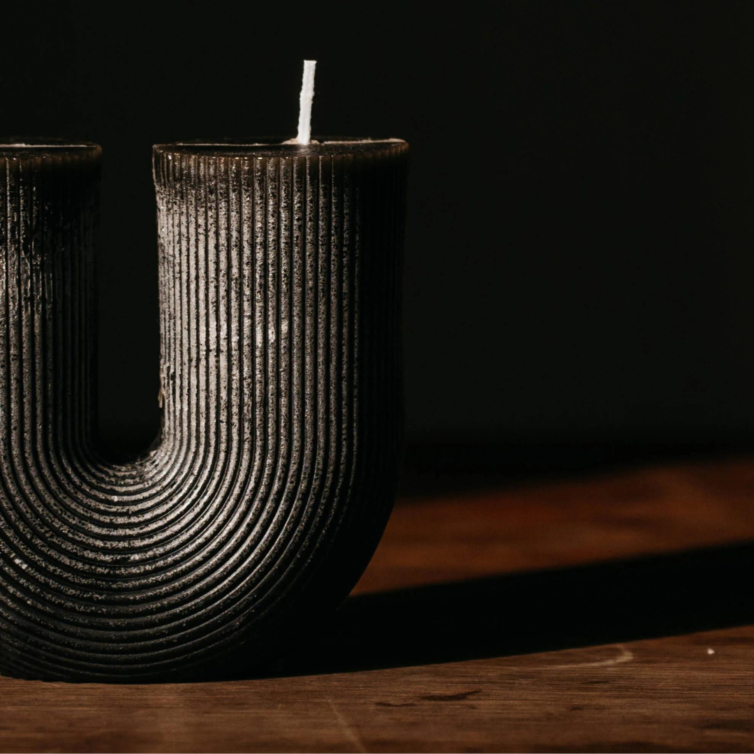 Deco Arch Candle - Charcoal