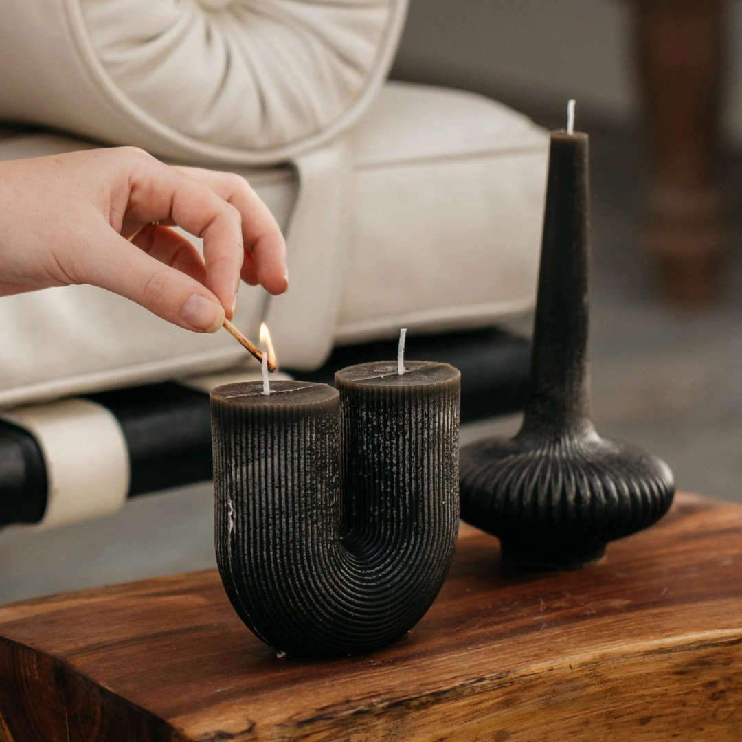Deco Arch Candle - Charcoal