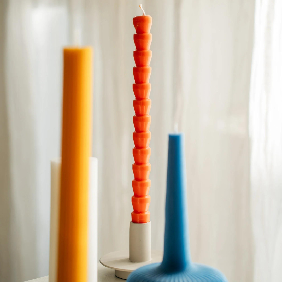Stepped Dinner Candles - Pair of 2 - Summer Orange