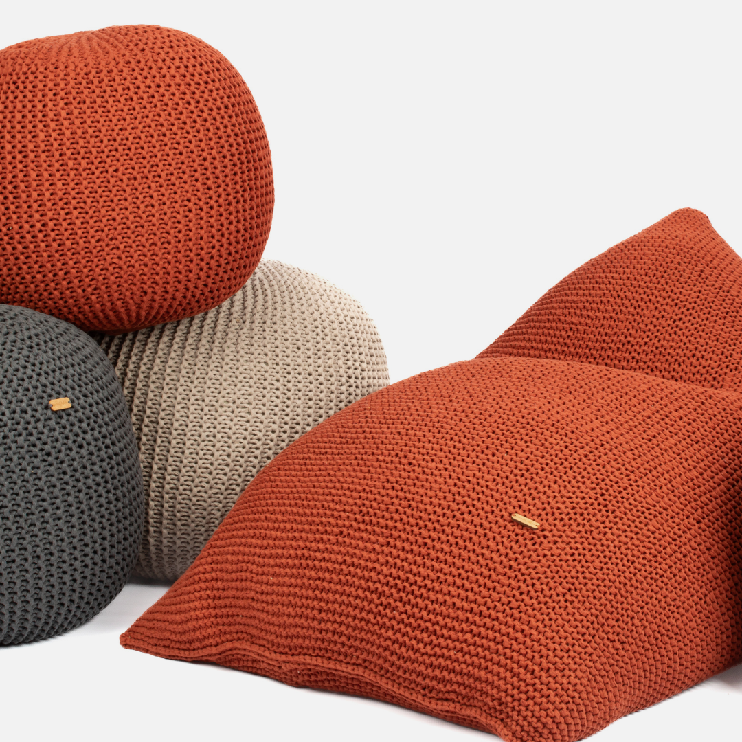 Zimbo Round Ottoman - Rust