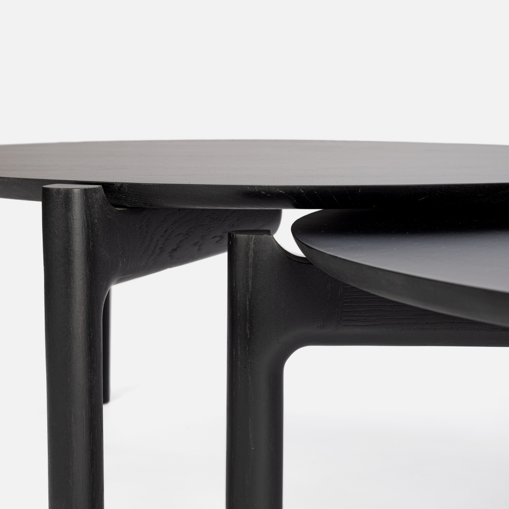Akari Round Nesting Tables - Ebony Oak