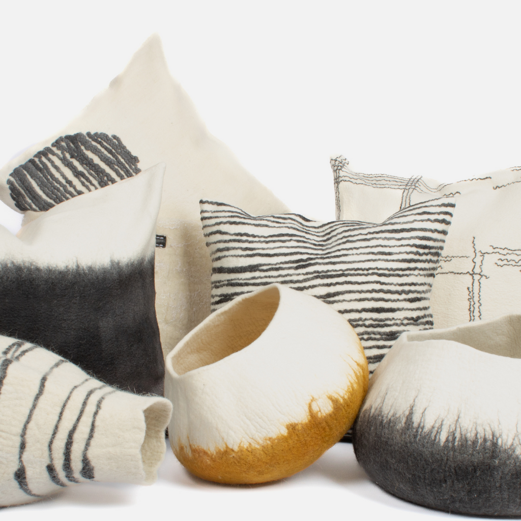 Merino Wool Cushion Cover 50cm x 50cm - Slatted Circle