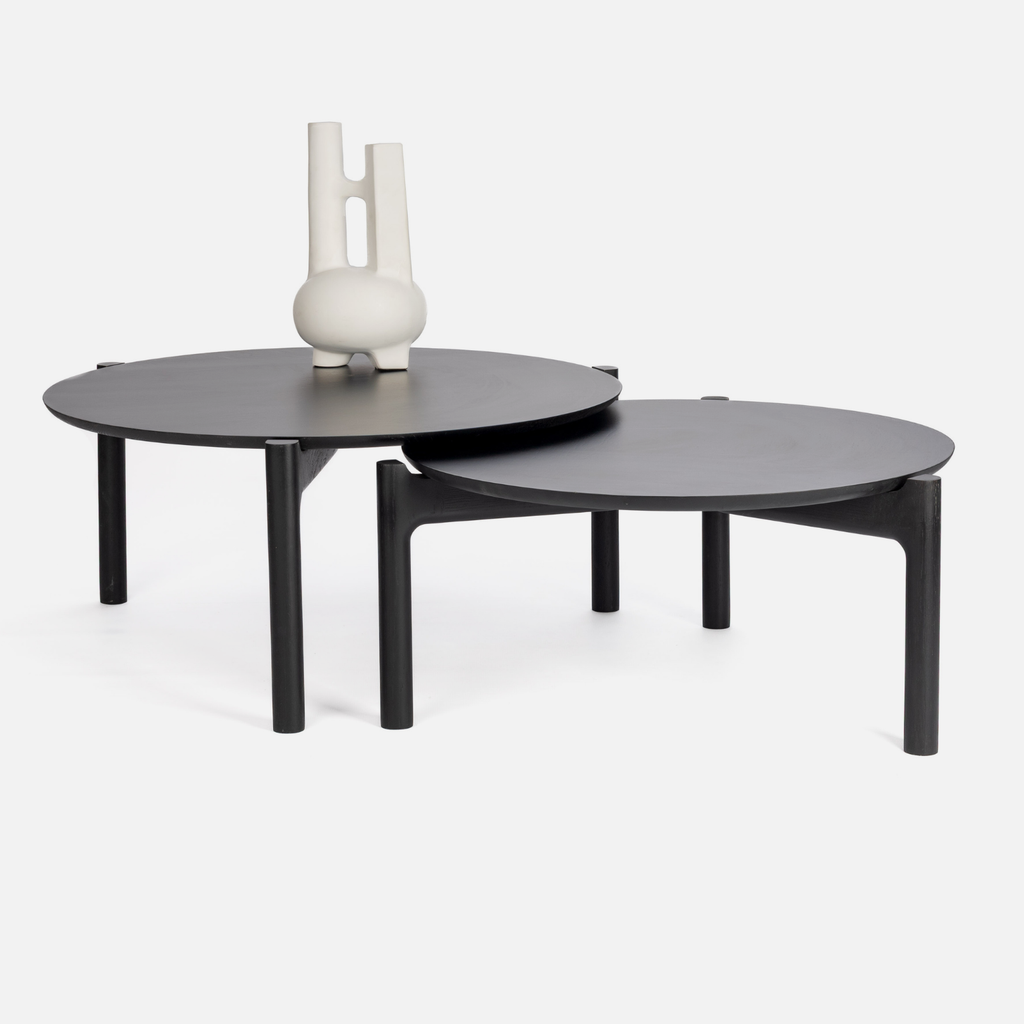Akari Round Nesting Tables - Ebony Oak