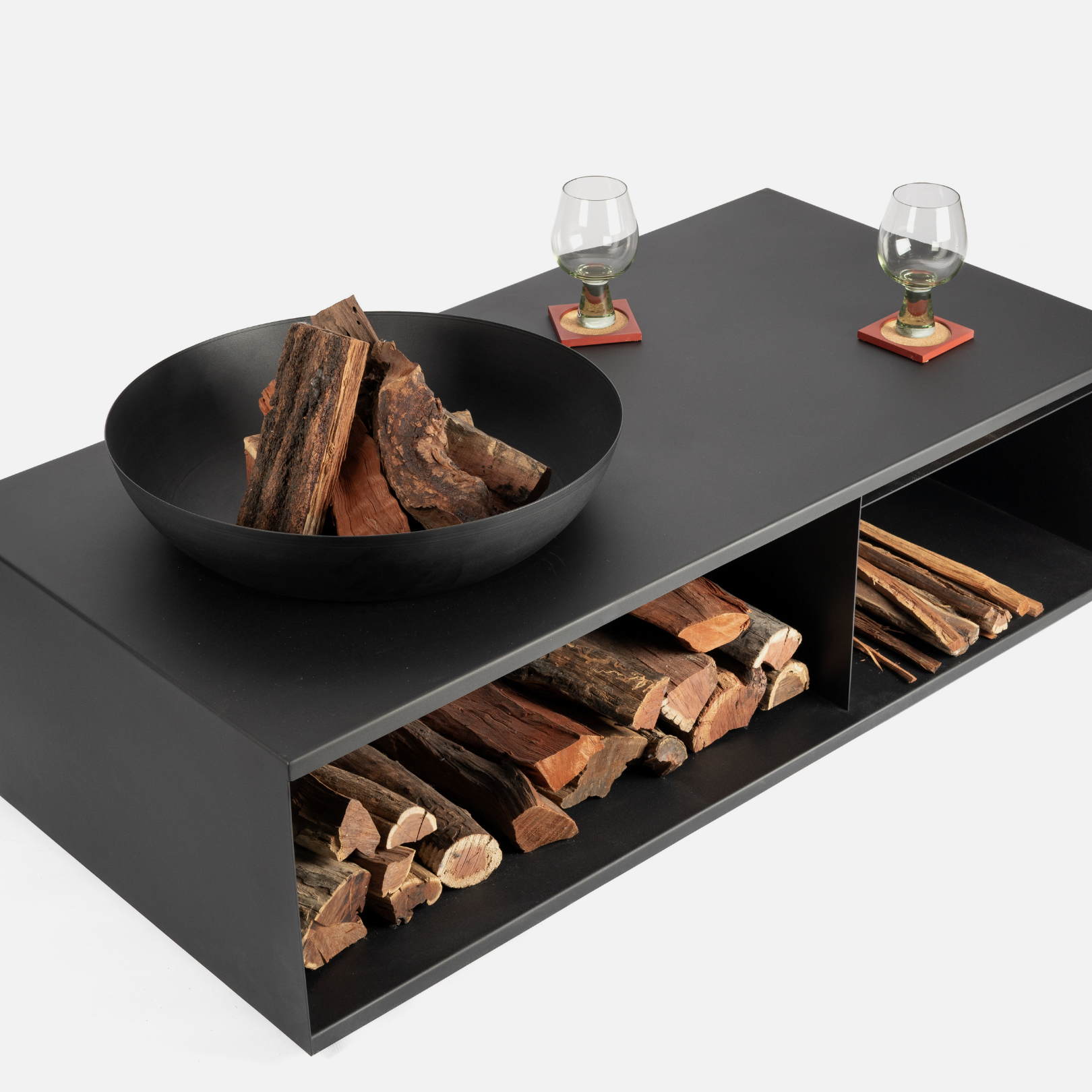 Hikari Fire Pit Table + Oak Top
