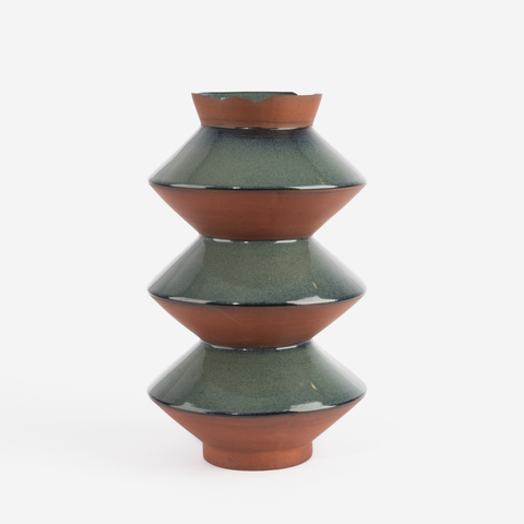 Flake-Rim Vase Z8 - Sea Green