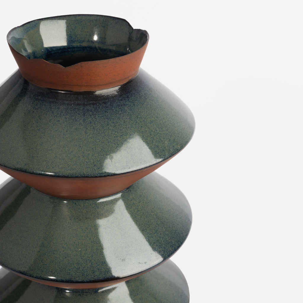 Flake-Rim Vase Z8 - Sea Green