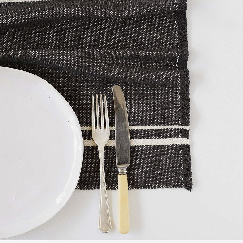 Contemporary Placemat With Stripes - Charcoal