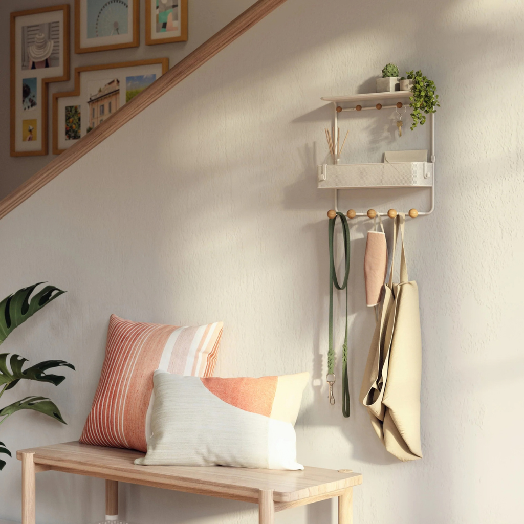Estique Shelf with Hooks - White