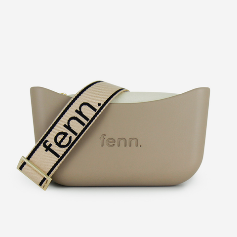 Classic Handbag - Stone - Beige Inner - Black On Beige Strap