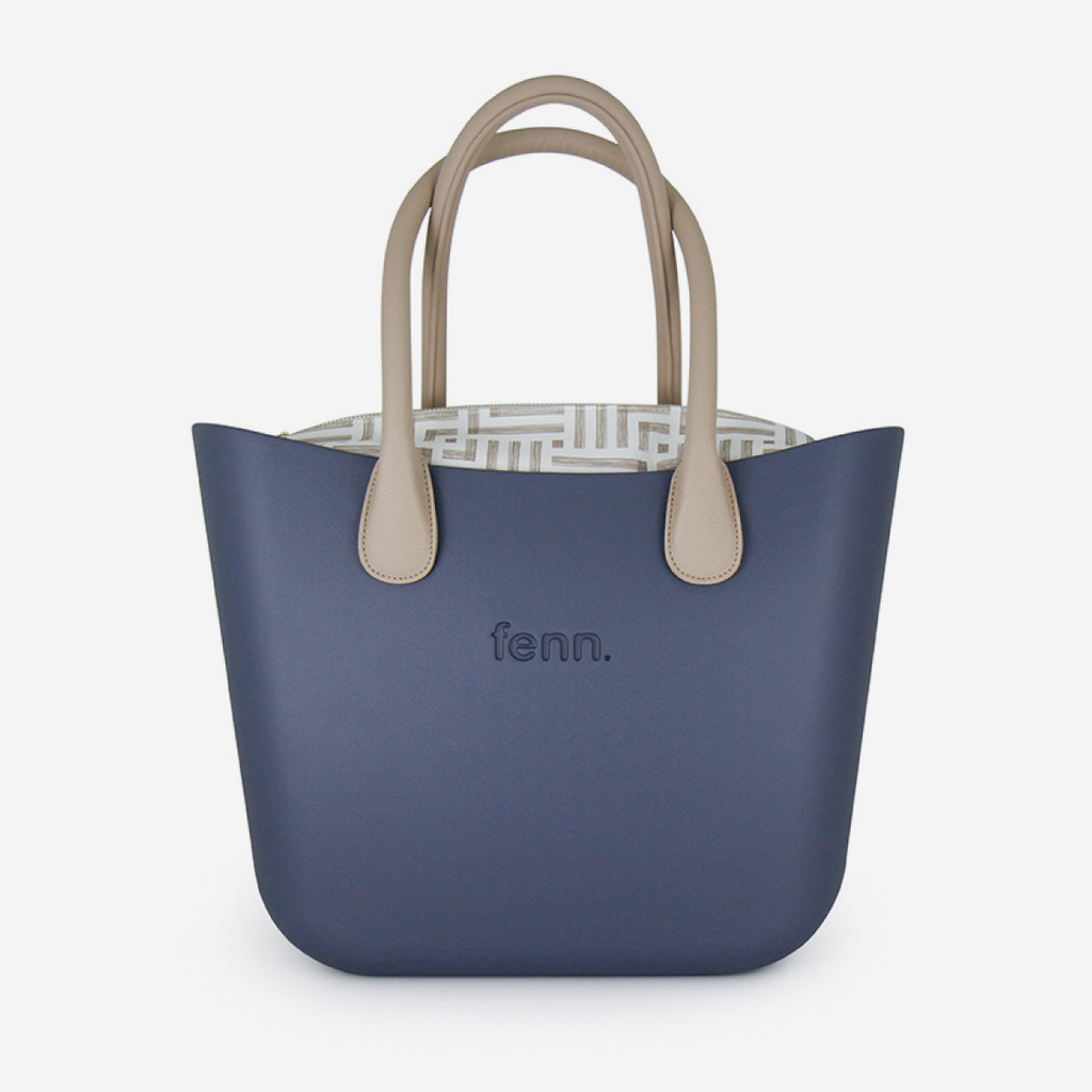Original Handbag - Denim - Geometric Inner - Light Stone Handle