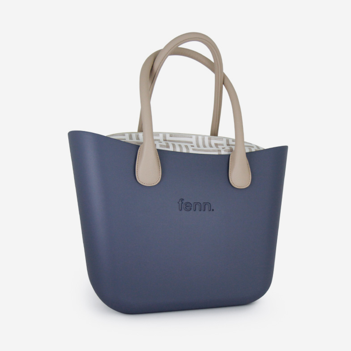 Original Handbag - Denim - Geometric Inner - Light Stone Handle