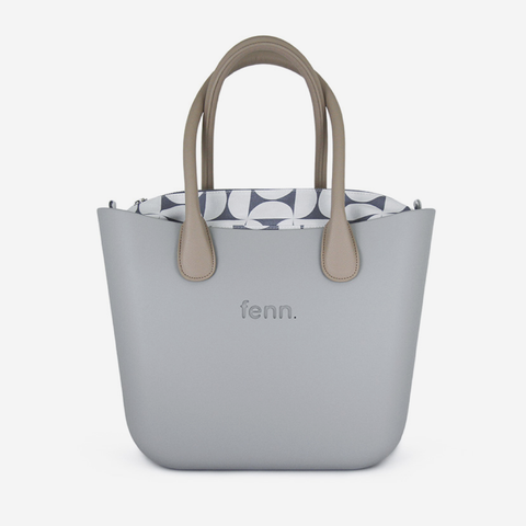 Original Handbag - Grey - Half Circles Inner - Light Stone Handles