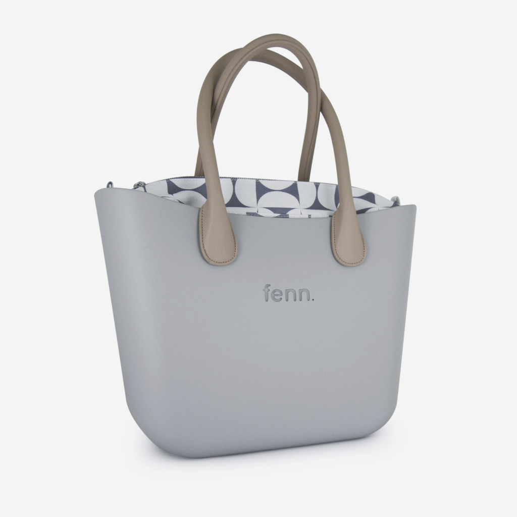 Original Handbag - Grey - Half Circles Inner - Light Stone Handles