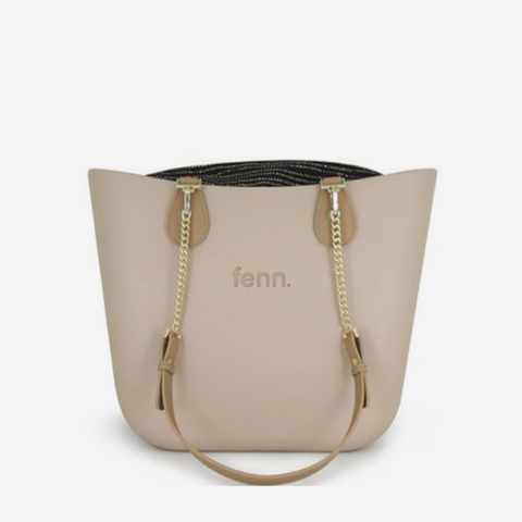 Original Handbag - Sand - Lines Inner - Light Tan Handle - Gold Chain