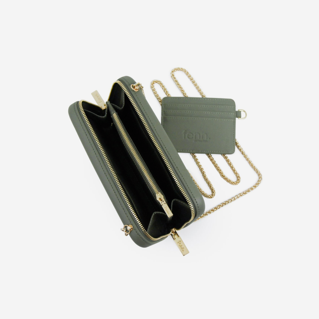 Original Wallet With Gold Chain - Watercress