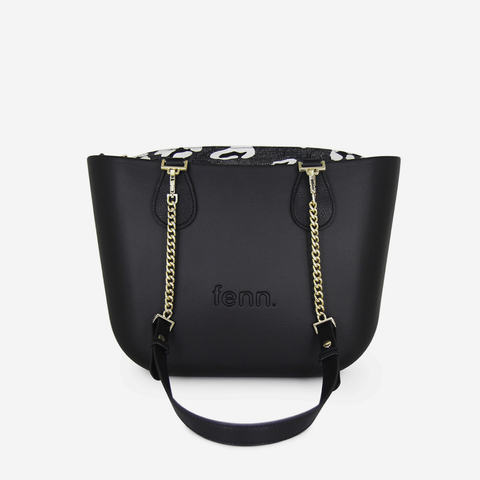 Petite Handbag - Black - Cloud Inner - Black Handle - Gold Chain