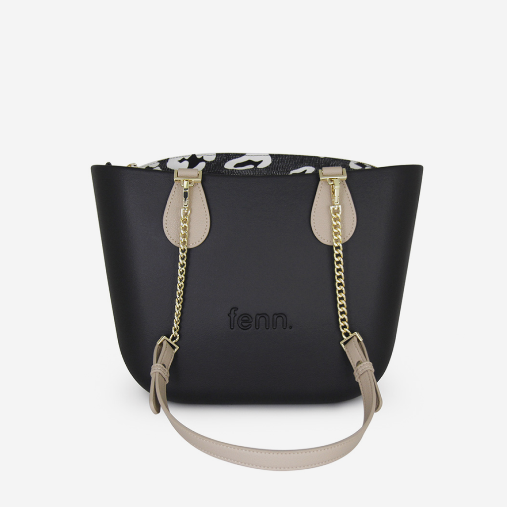 Petite Handbag - Black - Cloud Inner - Light Stone Handle - Gold Chain