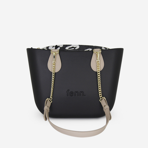 Petite Handbag - Black - Cloud Inner - Light Stone Handle - Gold Chain