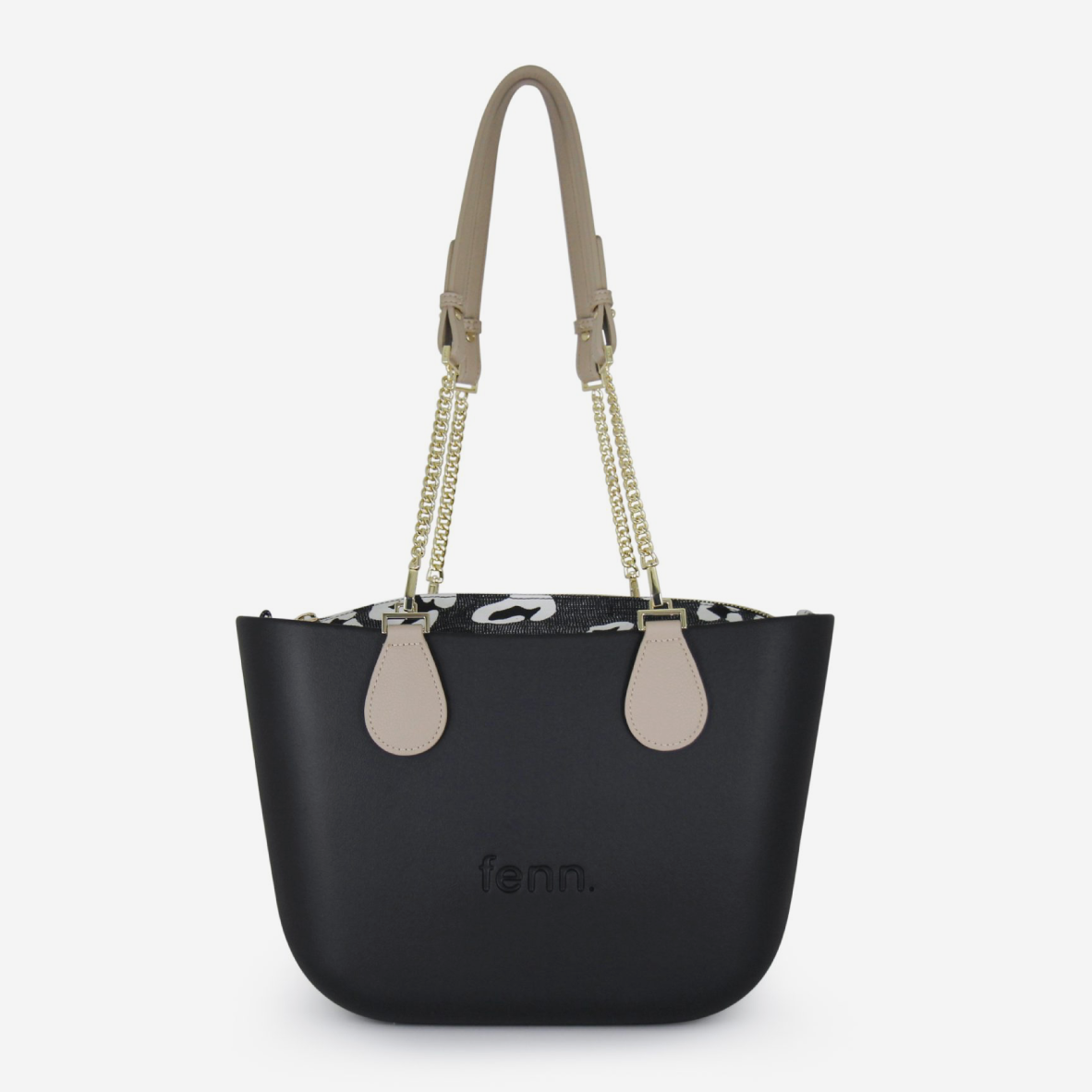Petite Handbag - Black - Cloud Inner - Light Stone Handle - Gold Chain