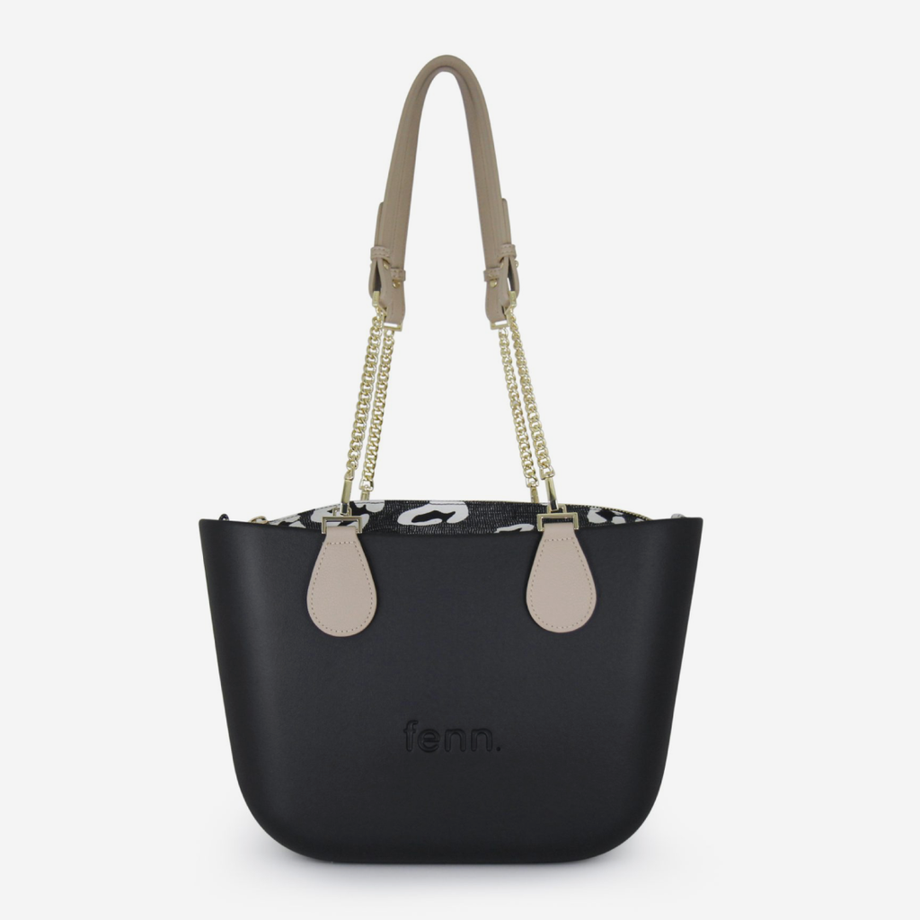 Petite Handbag - Black - Cloud Inner - Light Stone Handle - Gold Chain