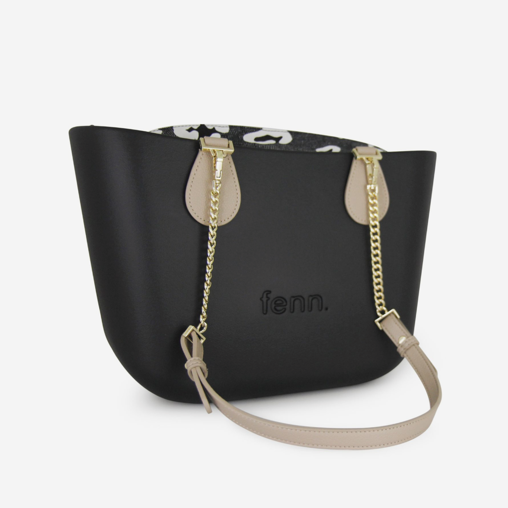 Petite Handbag - Black - Cloud Inner - Light Stone Handle - Gold Chain