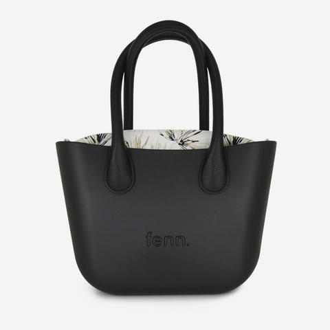 Petite Handbag - Black - Feathers Inner - Black Handle