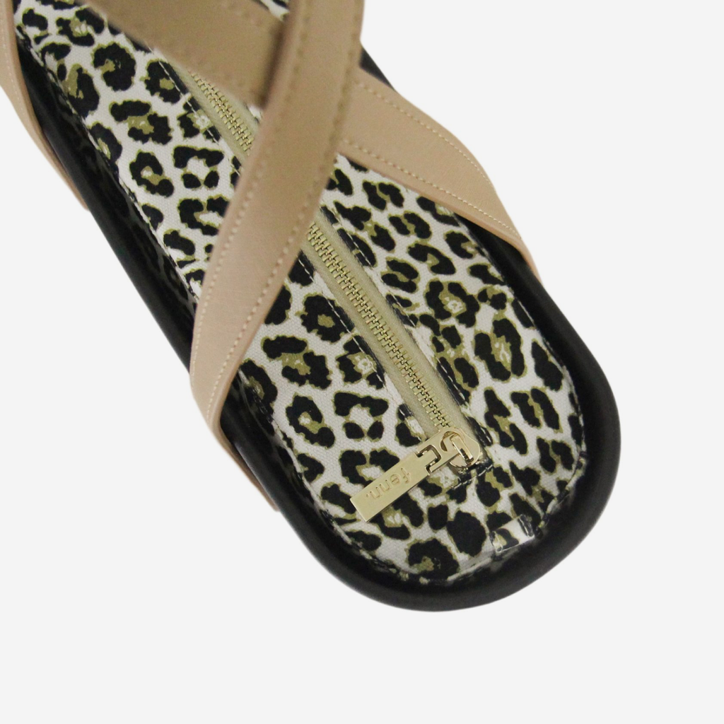 Petite Handbag - Black -  Cheetah Inner - Light Tan Handle