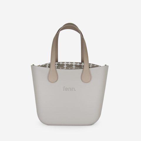 Petite Handbag - Mushroom - Clover Inner - Light Stone Handle