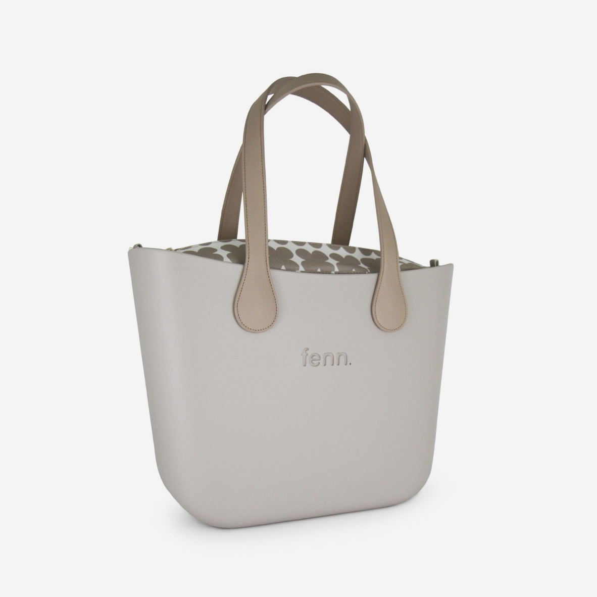 Petite Handbag - Mushroom - Clover Inner - Light Stone Handle