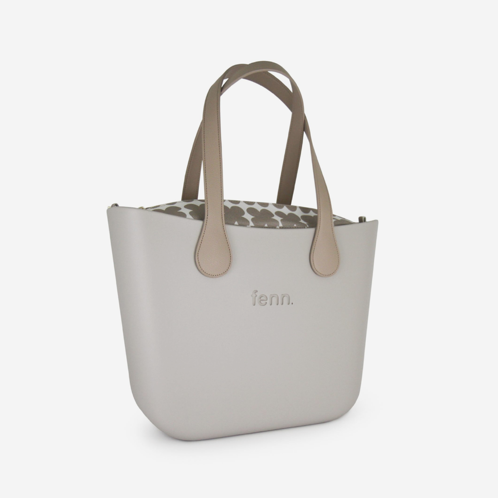Petite Handbag - Mushroom - Clover Inner - Light Stone Handle