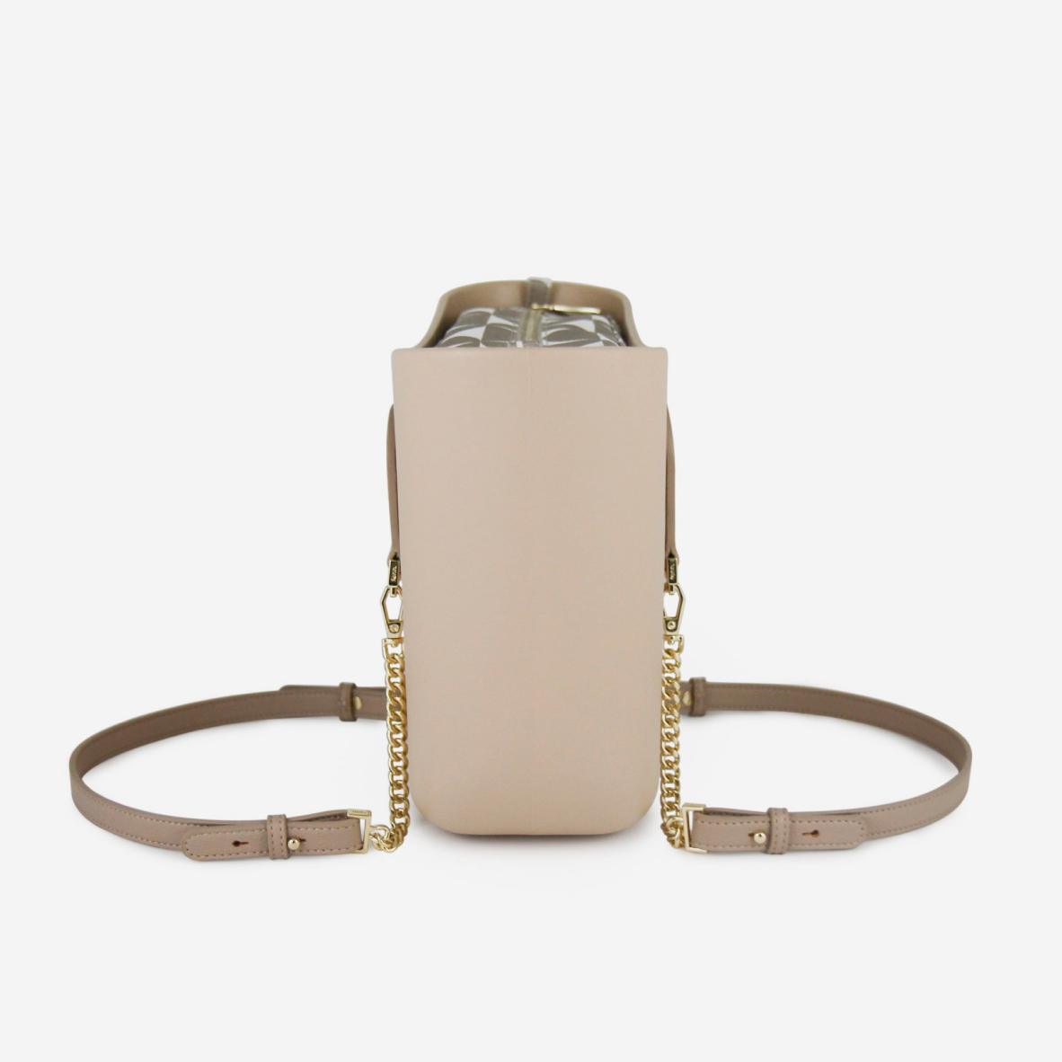 Petite Handbag - Sand - Half Circles Inner - Light Stone Handle - Gold Chain