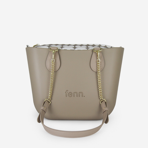 Petite Handbag - Stone - Clover Inner - Light Stone Handle - Gold Chain