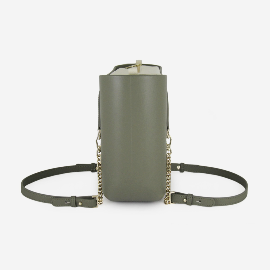 Petite Handbag - Watercress - Beige Inner - Gold Chain