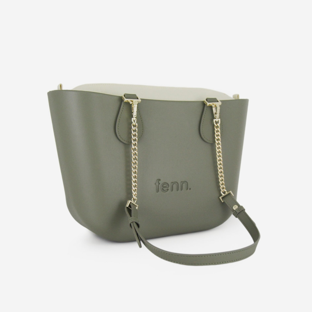Petite Handbag - Watercress - Beige Inner - Gold Chain