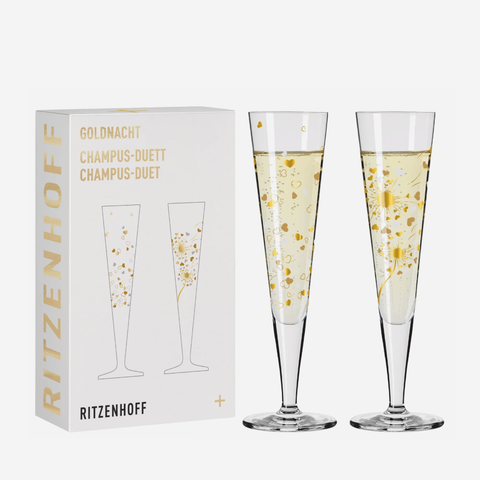 GoldNight Champagne Glass Set Of 2 - Ana C. Vasconcelos