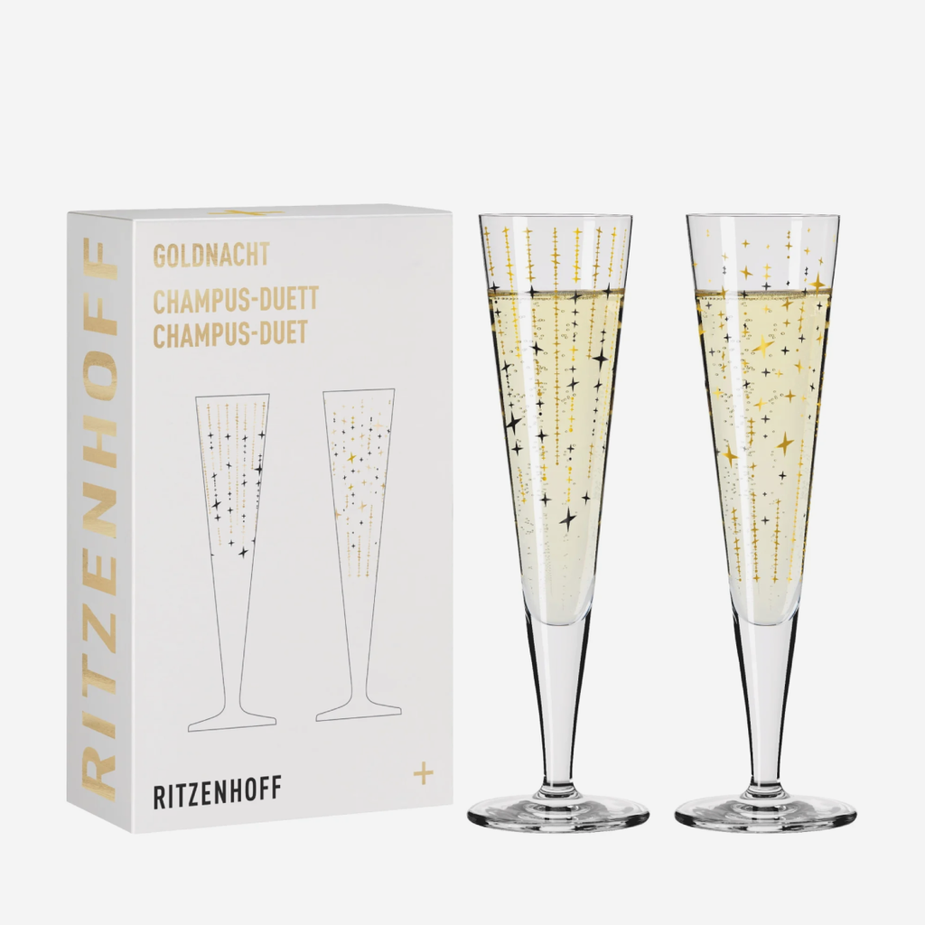 GoldNight Champagne Glass Set Of 2 - Sonja Eikler