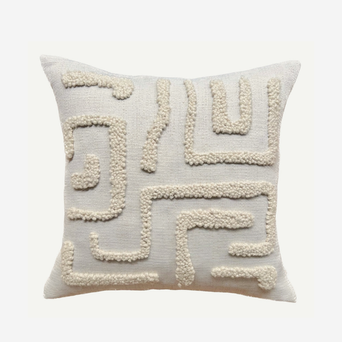 Punch Needle Scatter Cushion - Kuba Pattern 1 Natural