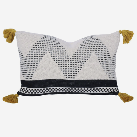 Knitted Scatter - Mustard Tassels