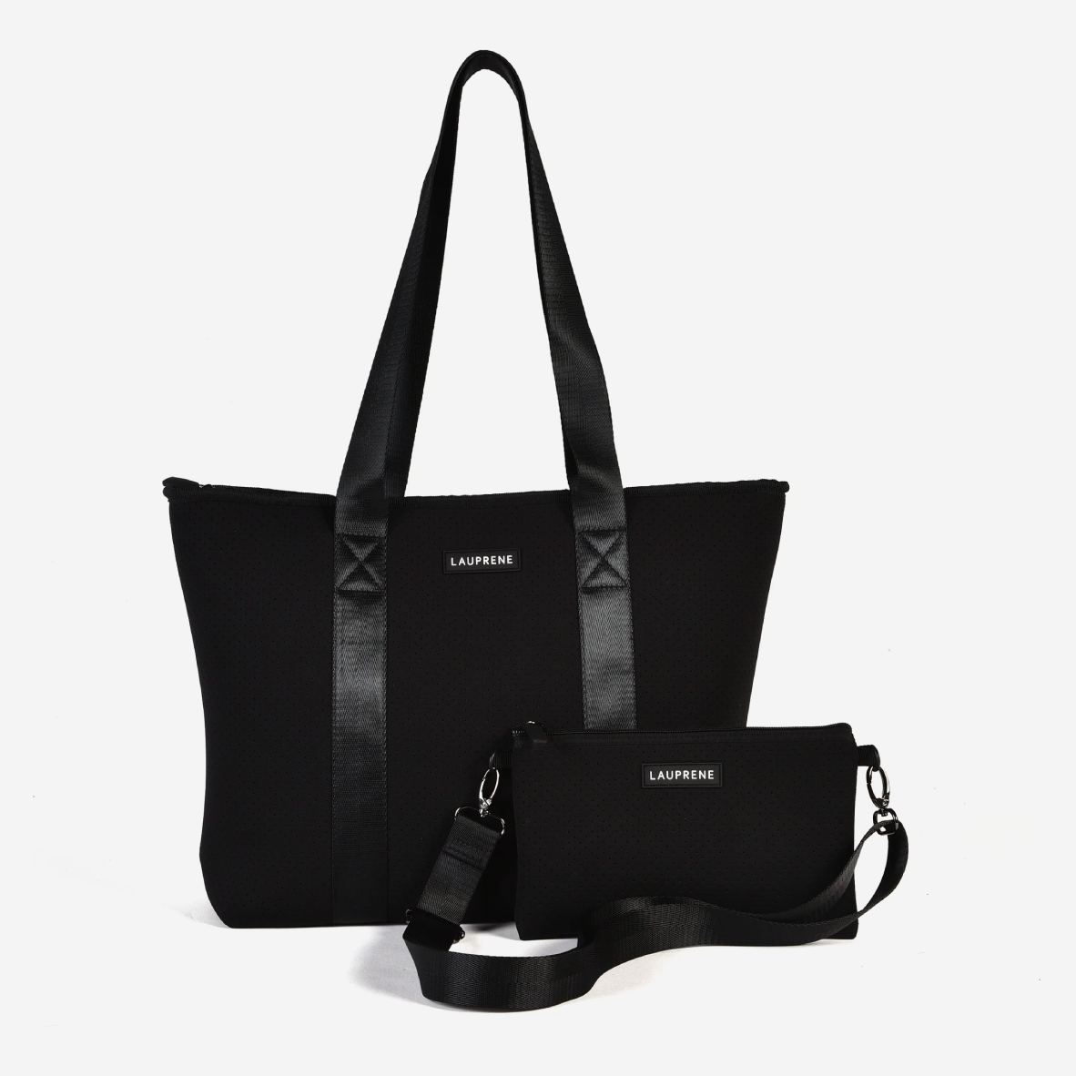 Neoprene Zipped Tote Bag - Black