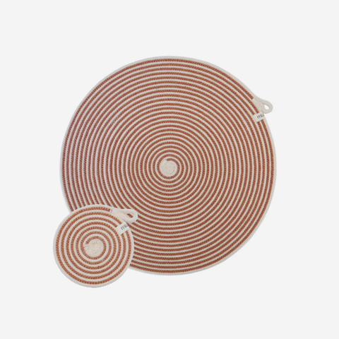 Placemats & Coasters Sets Of 4 -  Intertwined Ivory & Rust